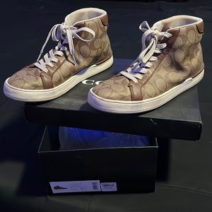 Coach Khaki/Saddle Clip High Top 7.5 barely worn like New in original Box.